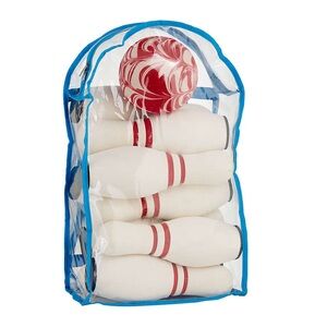 Crate & Barrel Kids Red and White Bowling Pin Set with Blue Bag